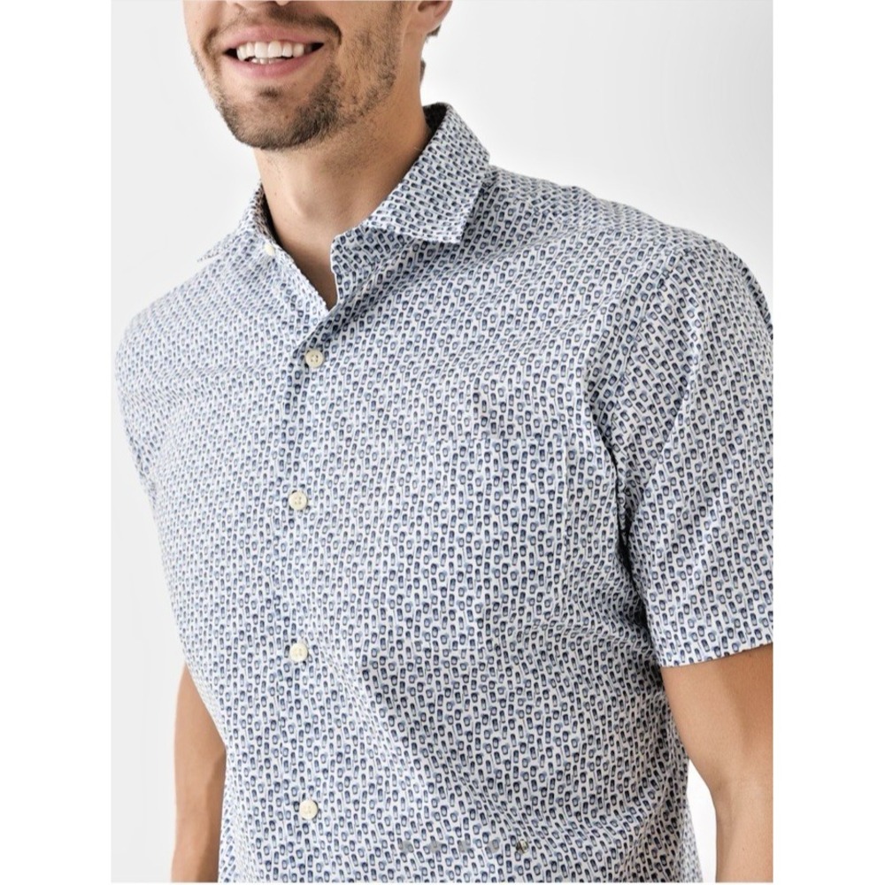 PETER MILLAR Crown Size Small Screwdriver Sunday Cotton Stretch Shirt‎ Twilight